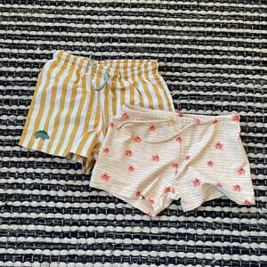 🌿Konges Slojd Liewood Boys Red Fish Yellow Stripe Adjustable Swim Trunks 3/4Y